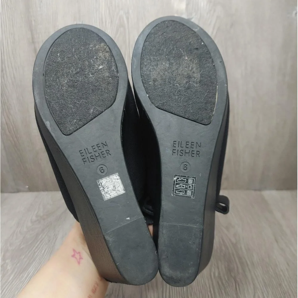 Eileen‎ Fisher Sandal Platform Comfort Stretch Port Open Toe Wedge 6 black